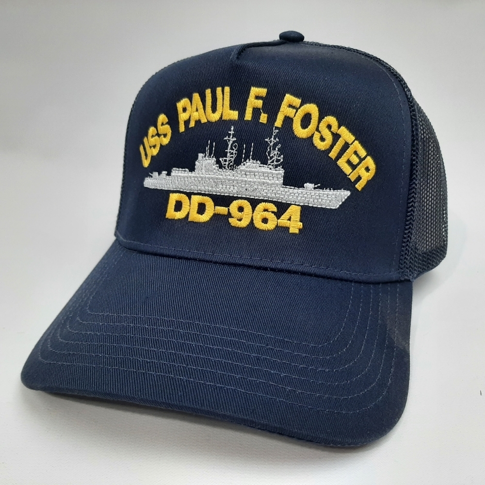 USS Paul F. Foster DD-964 Mesh Snapback Hat Cap Blue Embroidered U.S.Navy